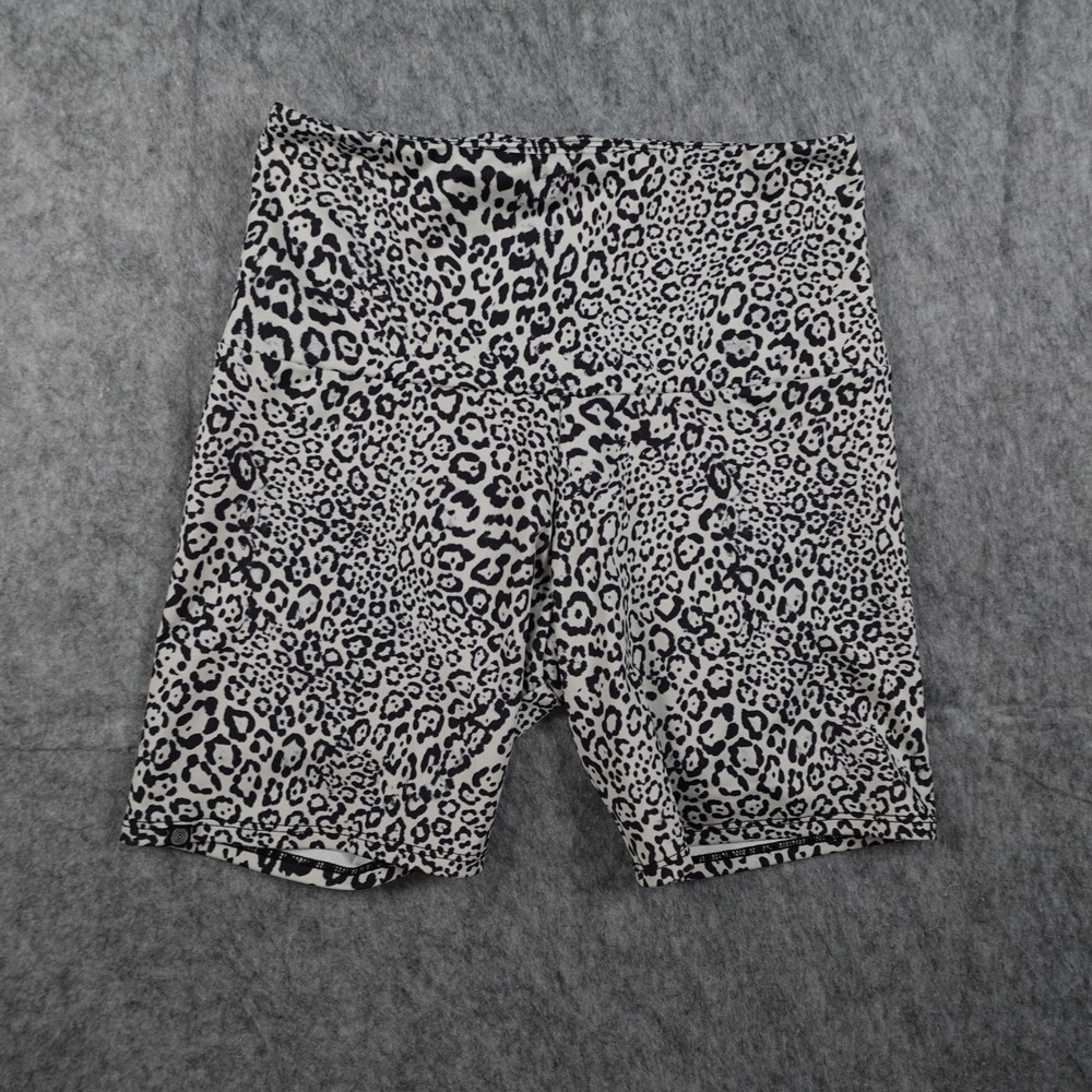 Onzie Shorts Womens Small Medium White Black Leopard Print High Waisted Athletic